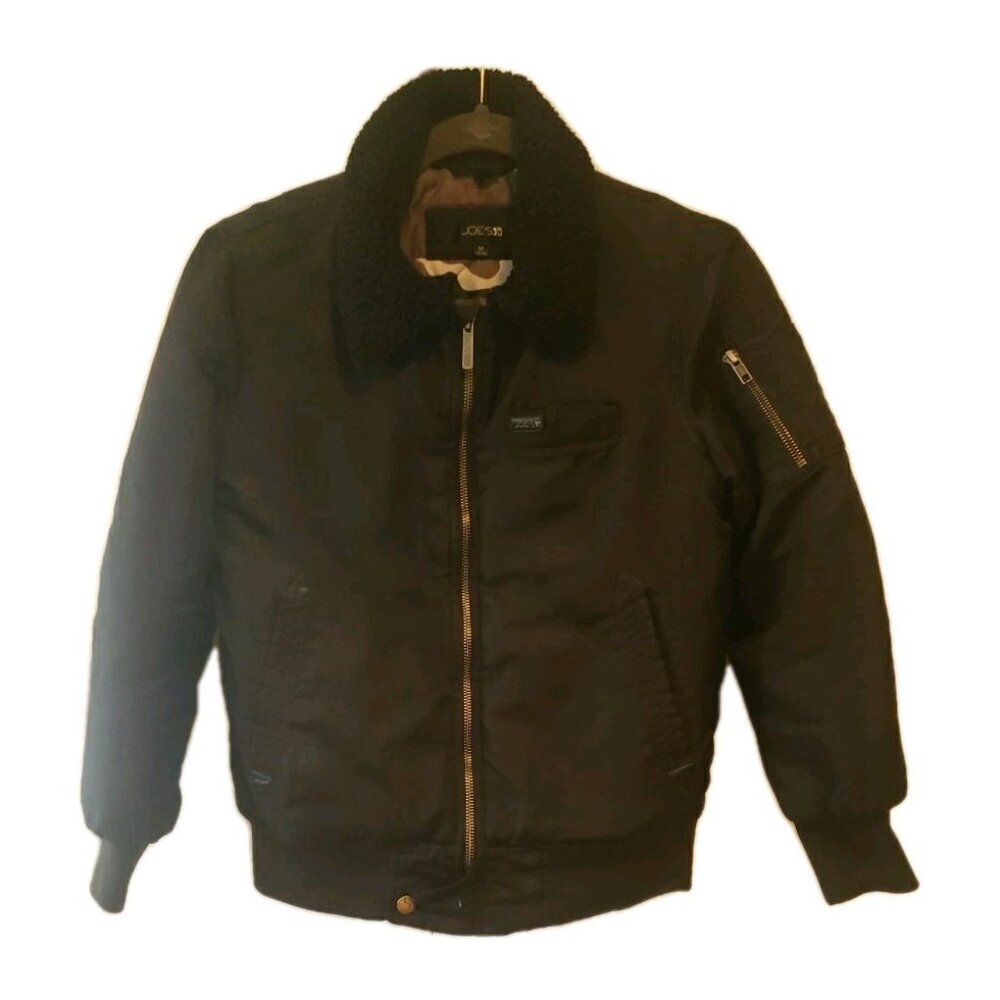 Joes Jeans Bomber Jacket Womens Black M Sherpa Collar